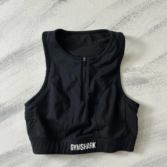 Gymshark Black Zip Front Sports Bra - Picture 2 of 4